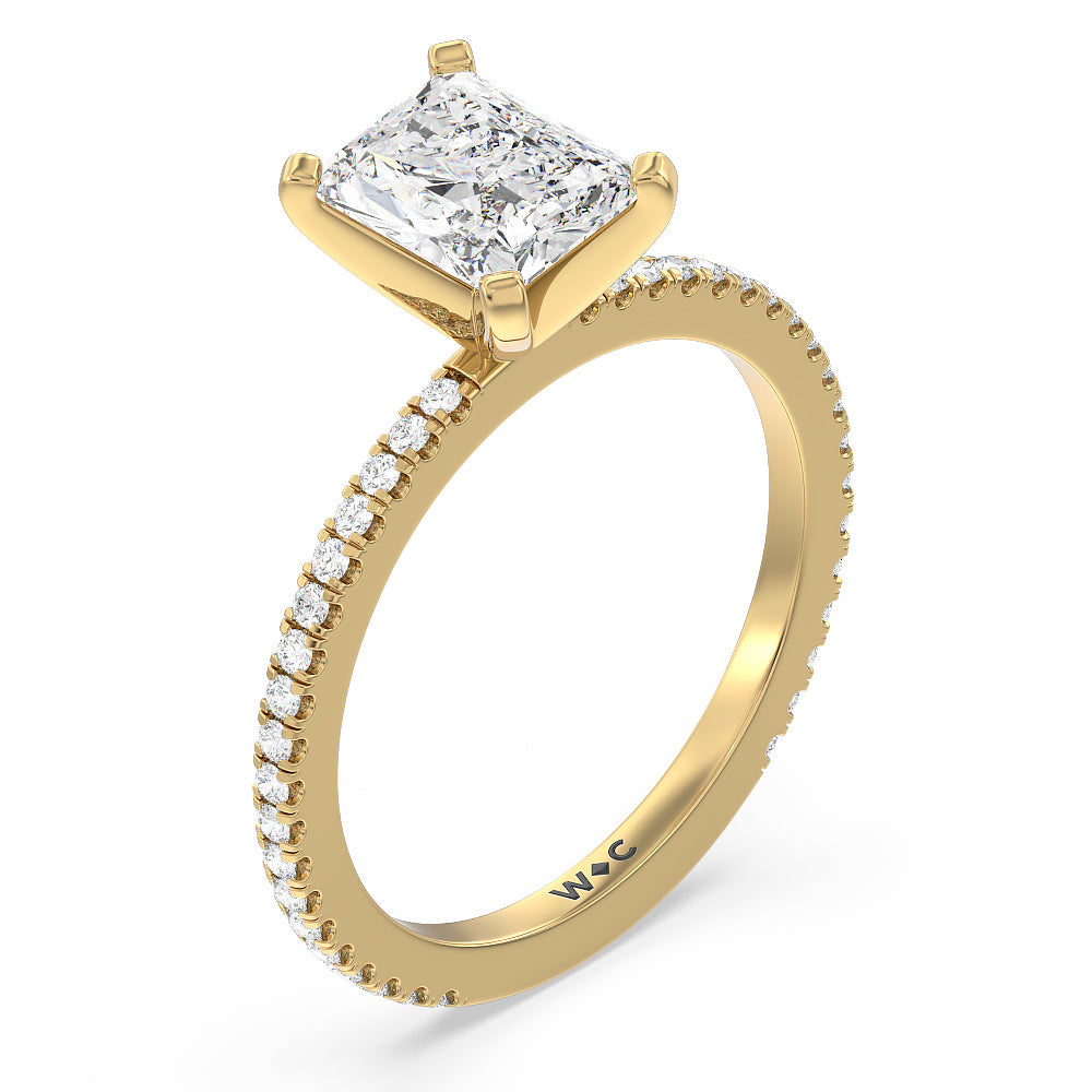 Radiant Cut Ara Fine Classic Pave Diamond Engagement Ring with Lab Grown Diamond in 14KT Yellow Gold view 3
