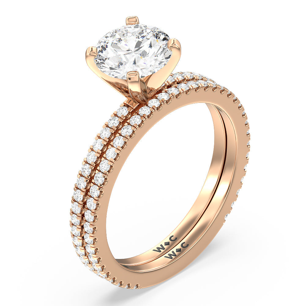 Round Cut Ara Fine Classic Pave Diamond Engagement Ring with Lab Grown Diamond in 14KT Rose Gold view 4
