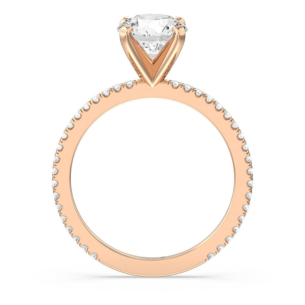 Round Cut Ara Fine Classic Pave Diamond Engagement Ring with Lab Grown Diamond in 14KT Rose Gold view 2
