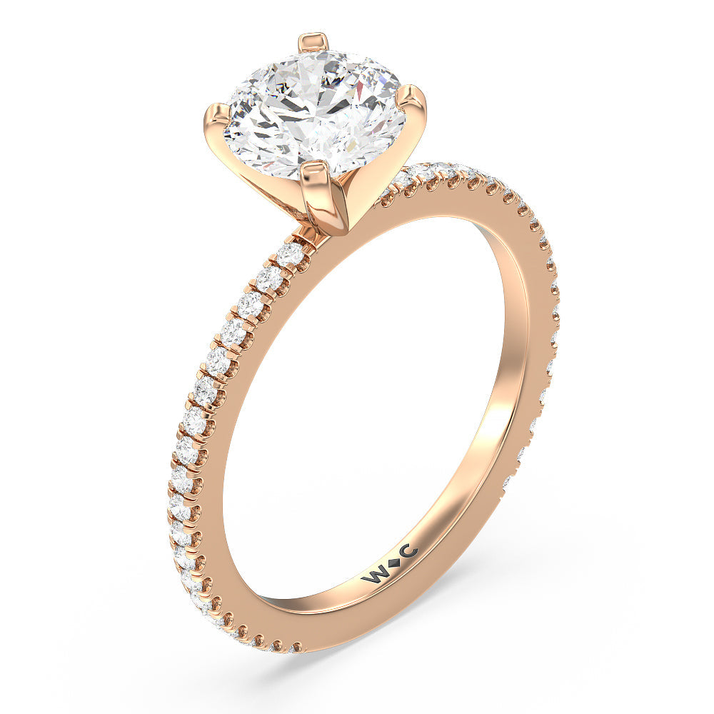 Round Cut Ara Fine Classic Pave Diamond Engagement Ring with Lab Grown Diamond in 14KT Rose Gold view 3
