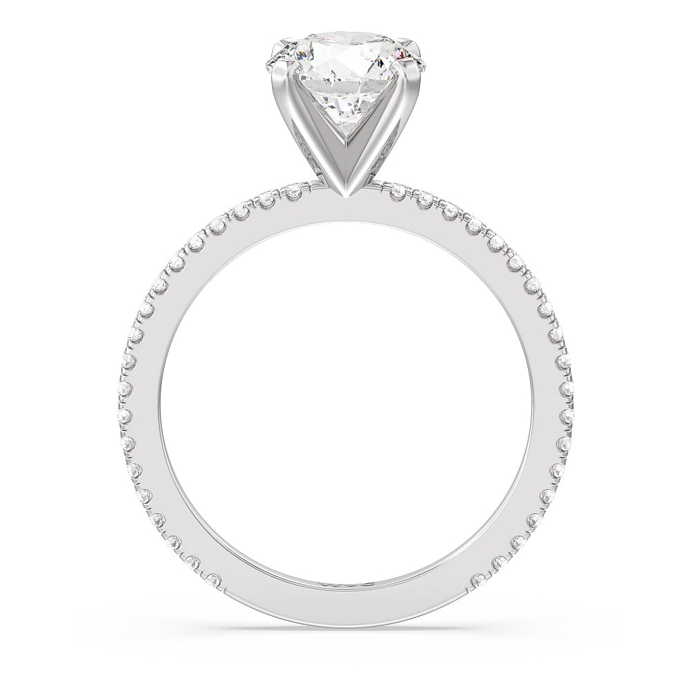 Round Cut Ara Fine Classic Pave Diamond Engagement Ring with Lab Grown Diamond in 14KT Platinum view 2
