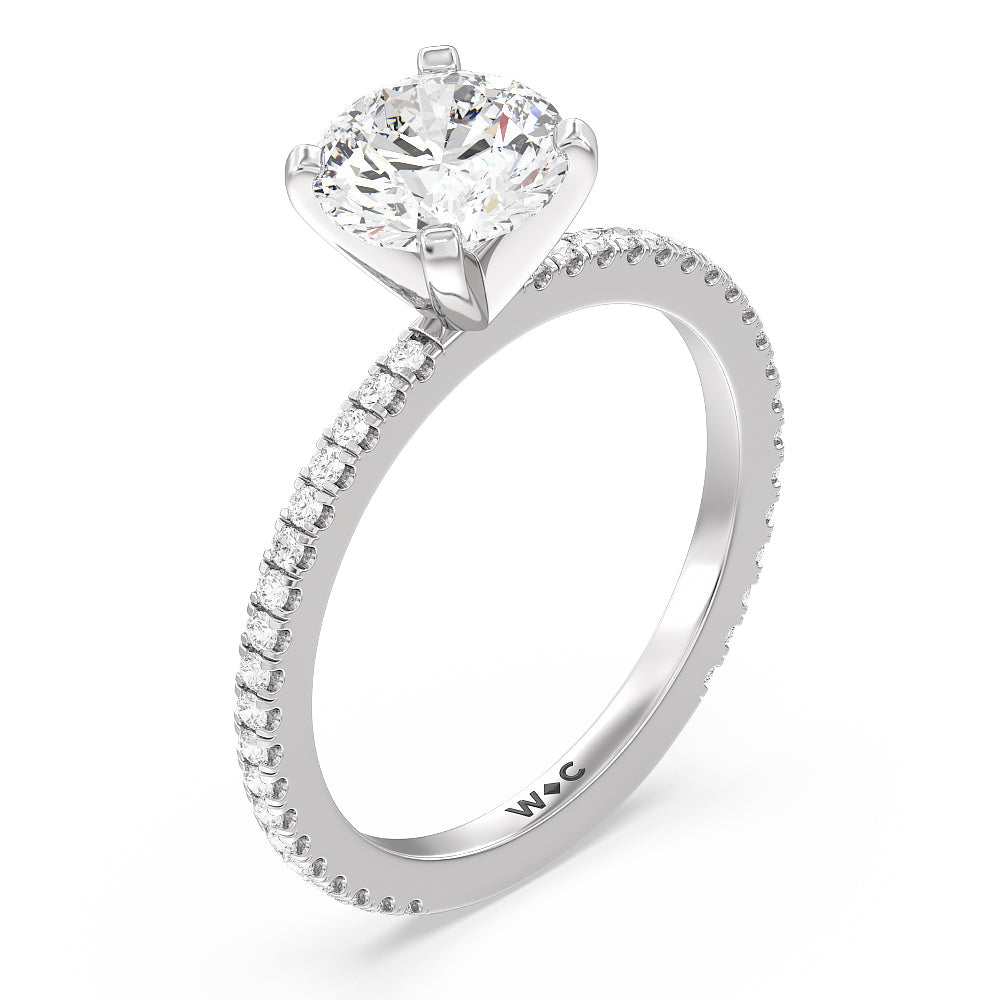 Round Cut Ara Fine Classic Pave Diamond Engagement Ring with Lab Grown Diamond in 14KT Platinum view 3
