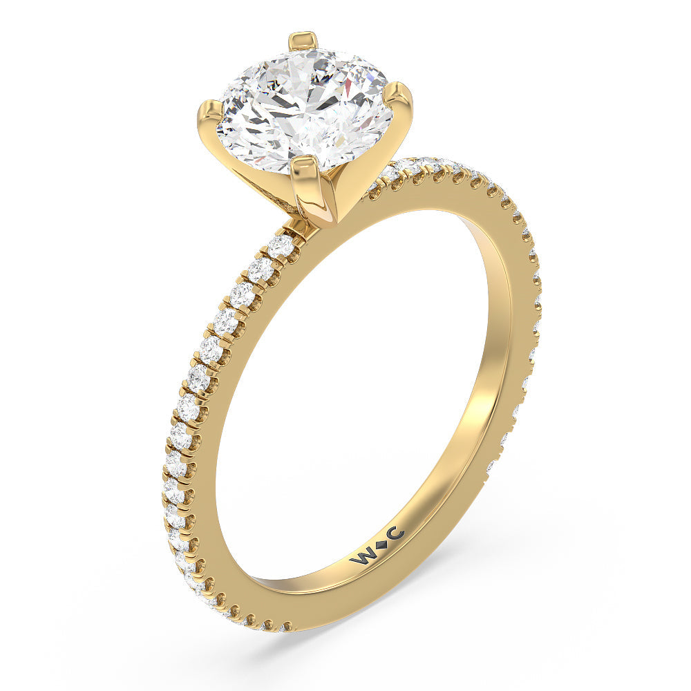 Round Cut Ara Fine Classic Pave Diamond Engagement Ring with Lab Grown Diamond in 14KT Yellow Gold view 3
