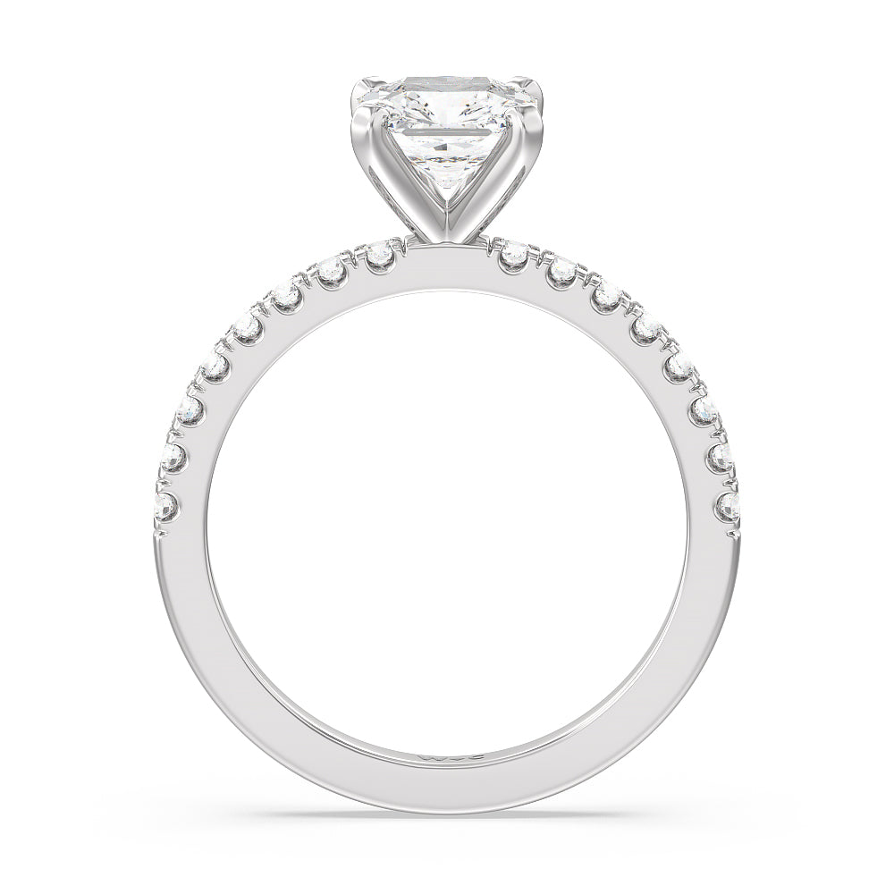 Vela Classic Pave Diamond Engagement Ring with Asscher Cut Diamond in 14KT Platinum view 2
