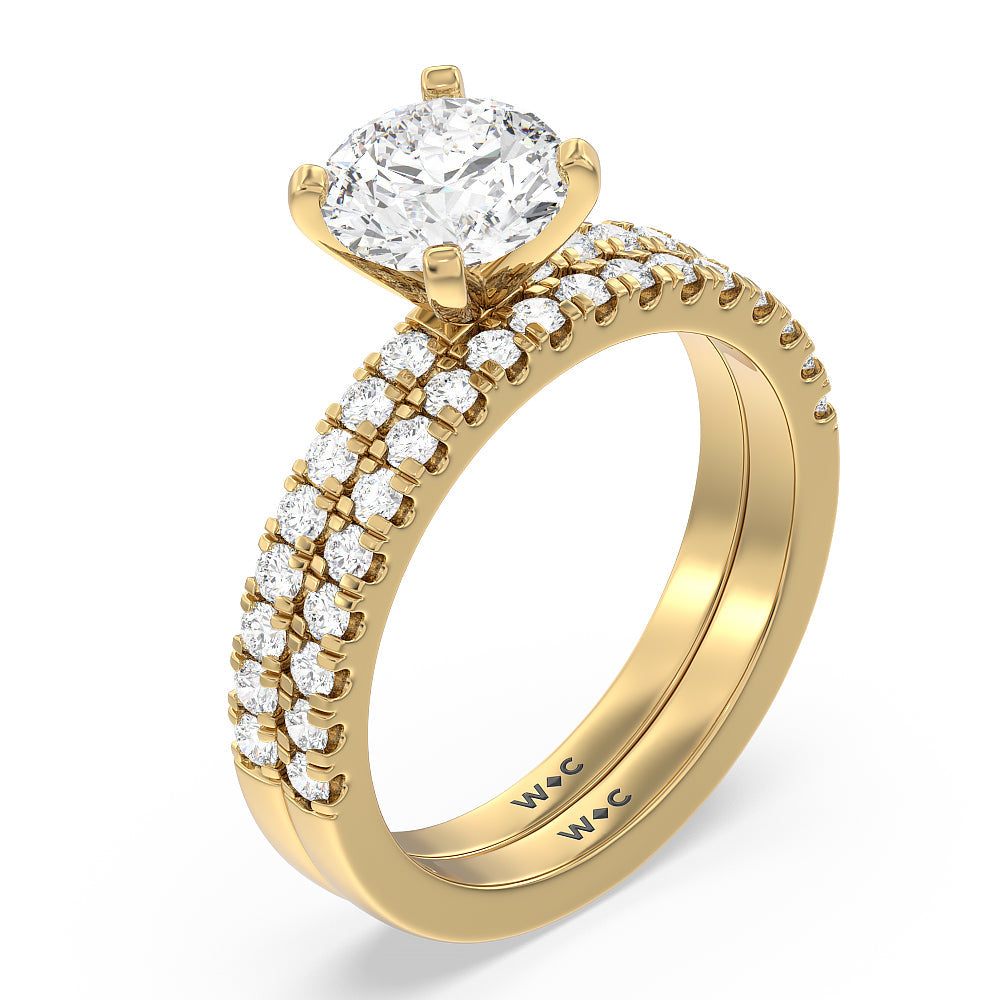 Vela Classic Pave Diamond Engagement Ring with Cushion Cut Diamond in 14KT Yellow Gold view 5
