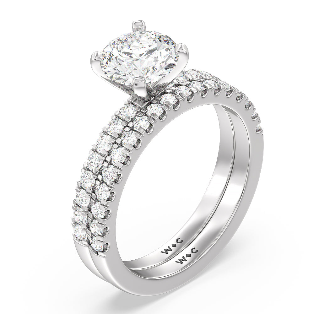 Vela Classic Pave Diamond Engagement Ring with Radiant Cut Diamond in 14KT Platinum view 4

