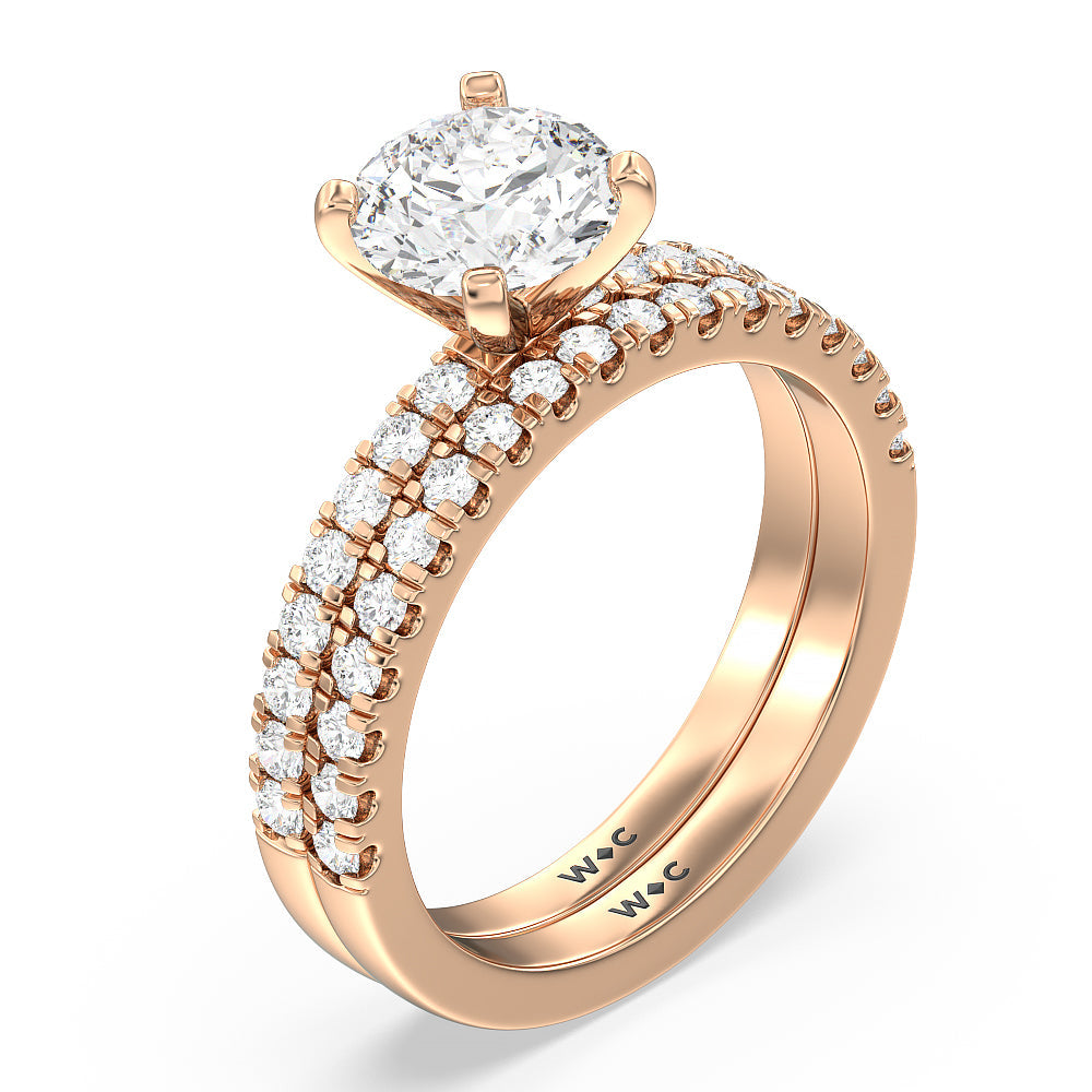 Vela Classic Pave Diamond Engagement Ring with Round Cut Diamond in 14KT Rose Gold view 5
