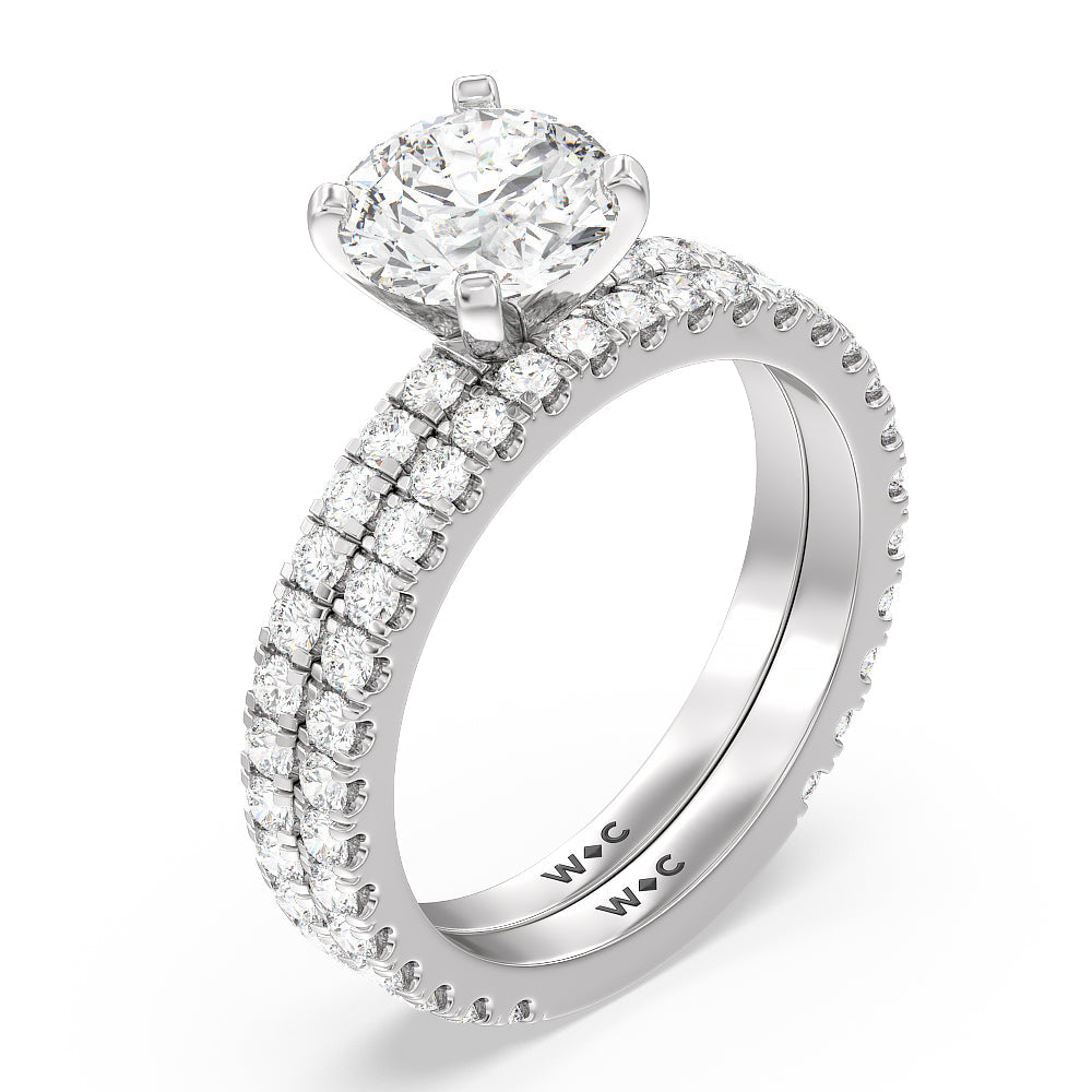 Asscher Cut Ara Midi Classic Pave Diamond Engagement Ring with Lab Grown Diamond in 14KT Platinum view 4
