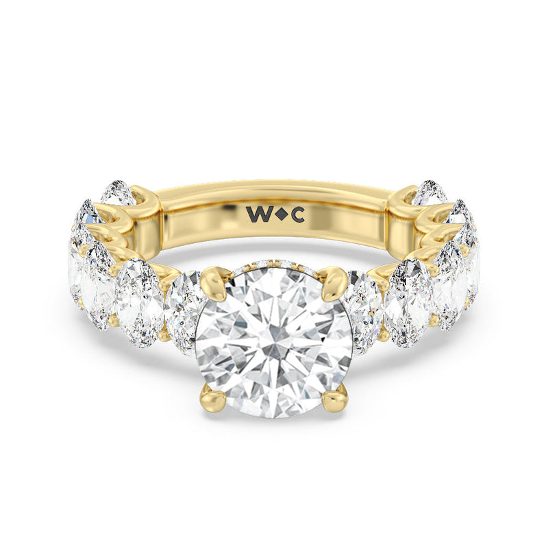 U-Prong Oval Side Studded Engagement Ring