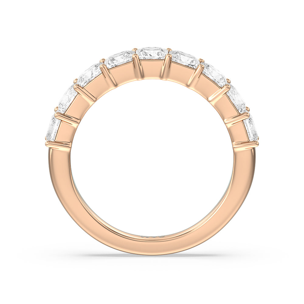 Gallery Studded Princess Cut Diamond Wedding Band with 18KT Rose Gold Cut Diamond in 14KT Rose Gold view 2
