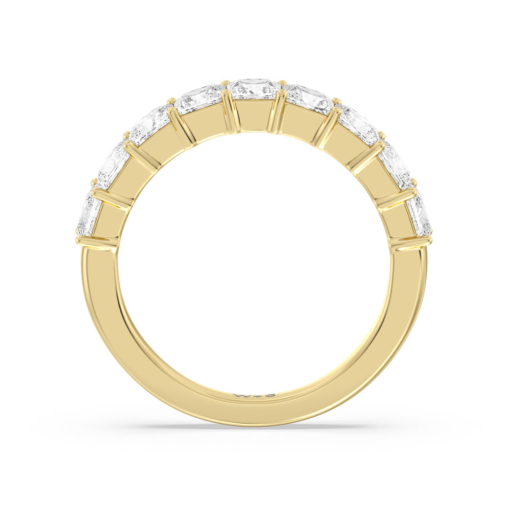 Gallery Studded Princess Cut Diamond Wedding Band with 18KT Yellow Gold Cut Diamond in 14KT Yellow Gold view 2
