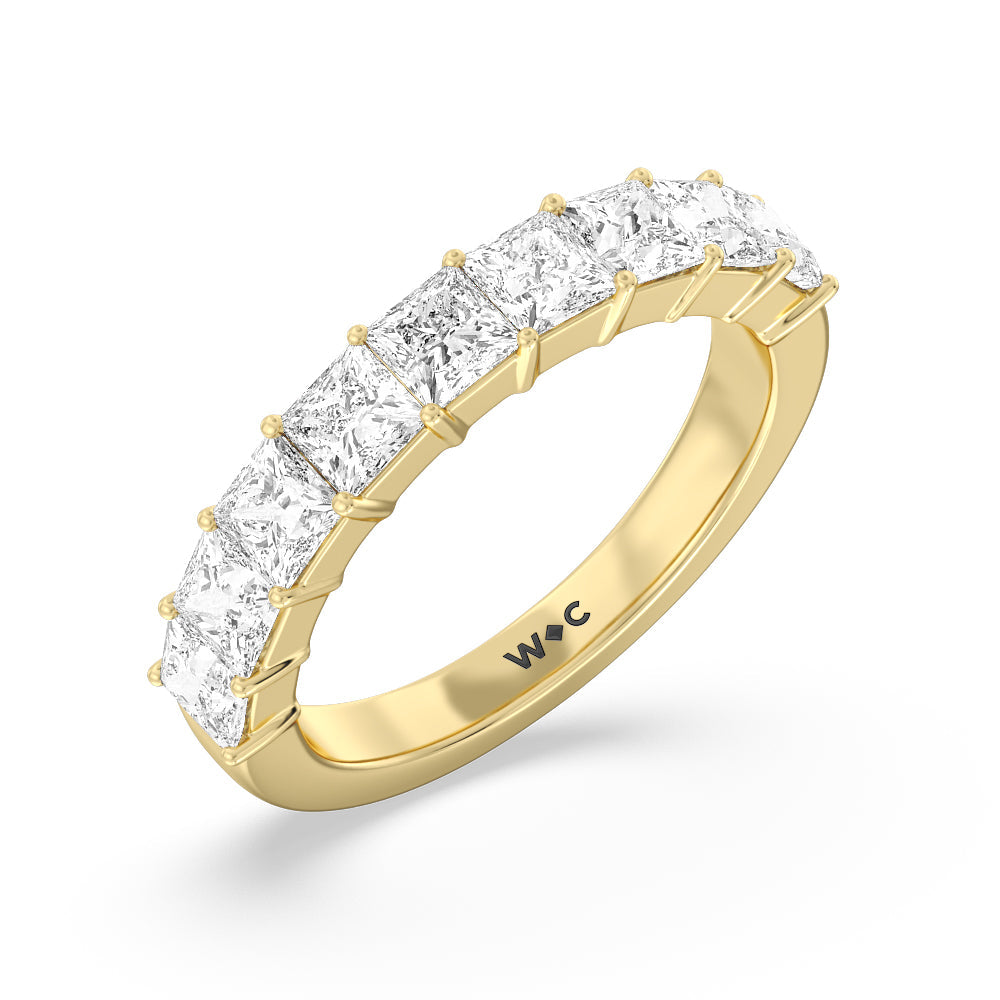 Gallery Studded Princess Cut Diamond Wedding Band with 18KT Yellow Gold Cut Diamond in 14KT Yellow Gold view 4
