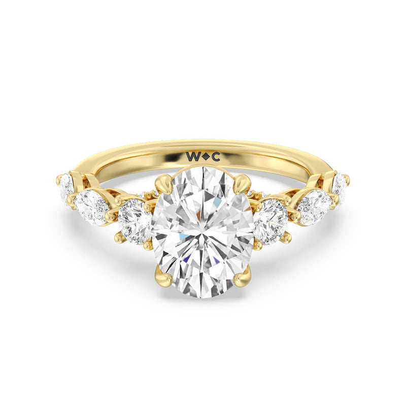 Fancy Cut Side Stone with Bridge Accent Engagement Ring
