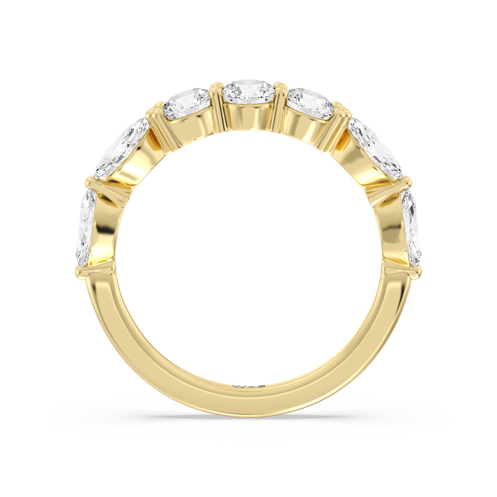 Fancy Cut Side Stone with Bridge Accent Diamond Wedding Band with 18KT Yellow Gold Cut Diamond in 14KT Yellow Gold view 2
