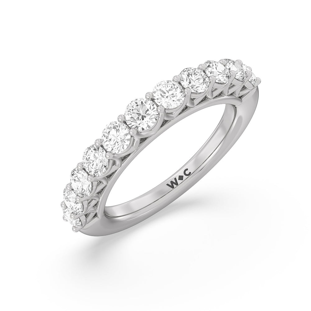 The Sutton Diamond Wedding Band with Platinum Cut Diamond in 14KT Platinum view 4
