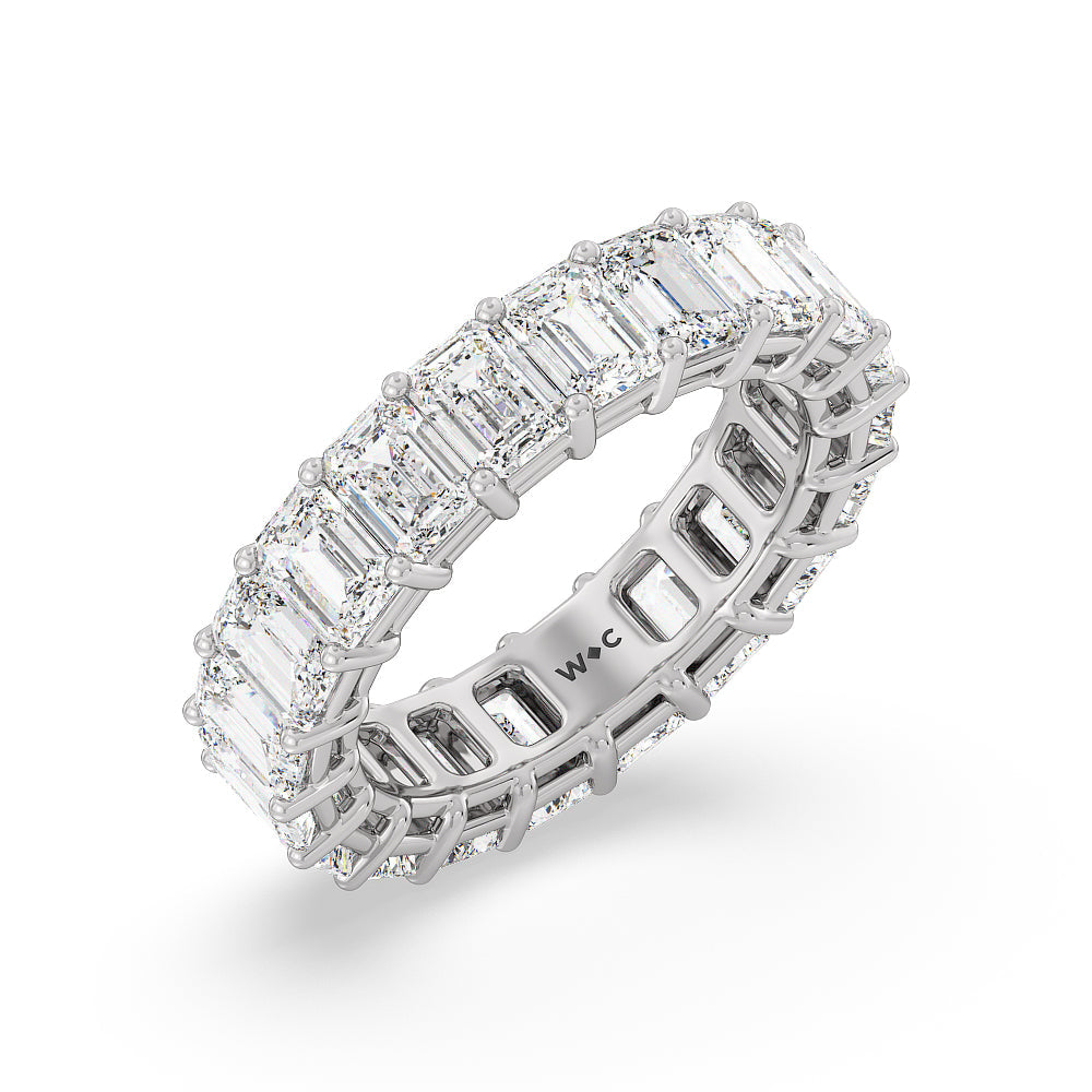 Emerald Cut Diamond Eternity Ring with Platinum / Natural / 6 5/8 Cut Diamond in 14KT Platinum / Natural / 6 5/8 view 3
