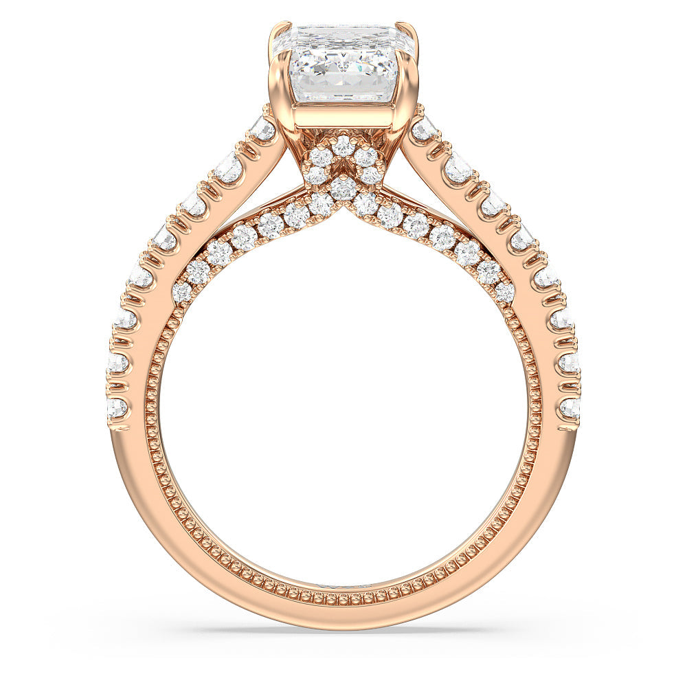 The Gramercy Ring with Emerald Cut Diamond in 14KT Rose Gold view 2
