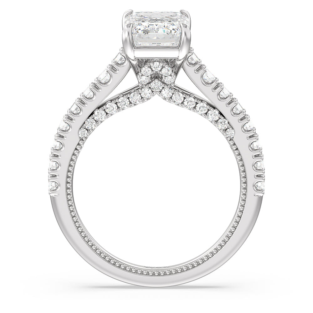 The Gramercy Ring with Emerald Cut Diamond in 14KT Platinum view 2

