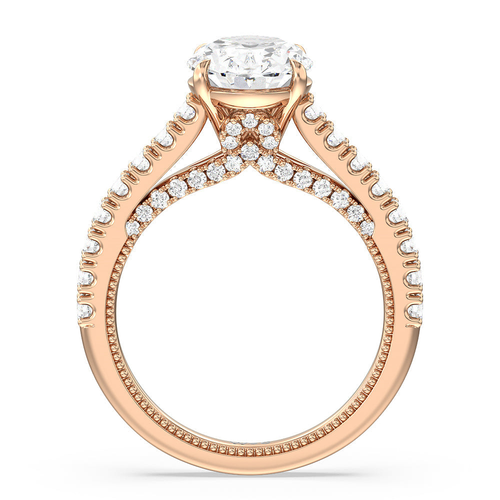 The Gramercy Ring with Oval Cut Diamond in 14KT Rose Gold view 2
