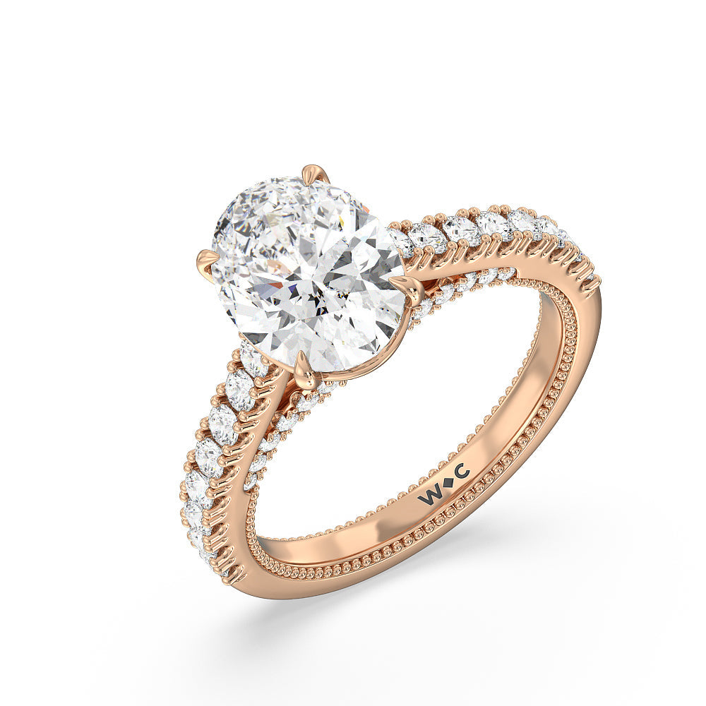The Gramercy Ring with Oval Cut Diamond in 14KT Rose Gold view 3
