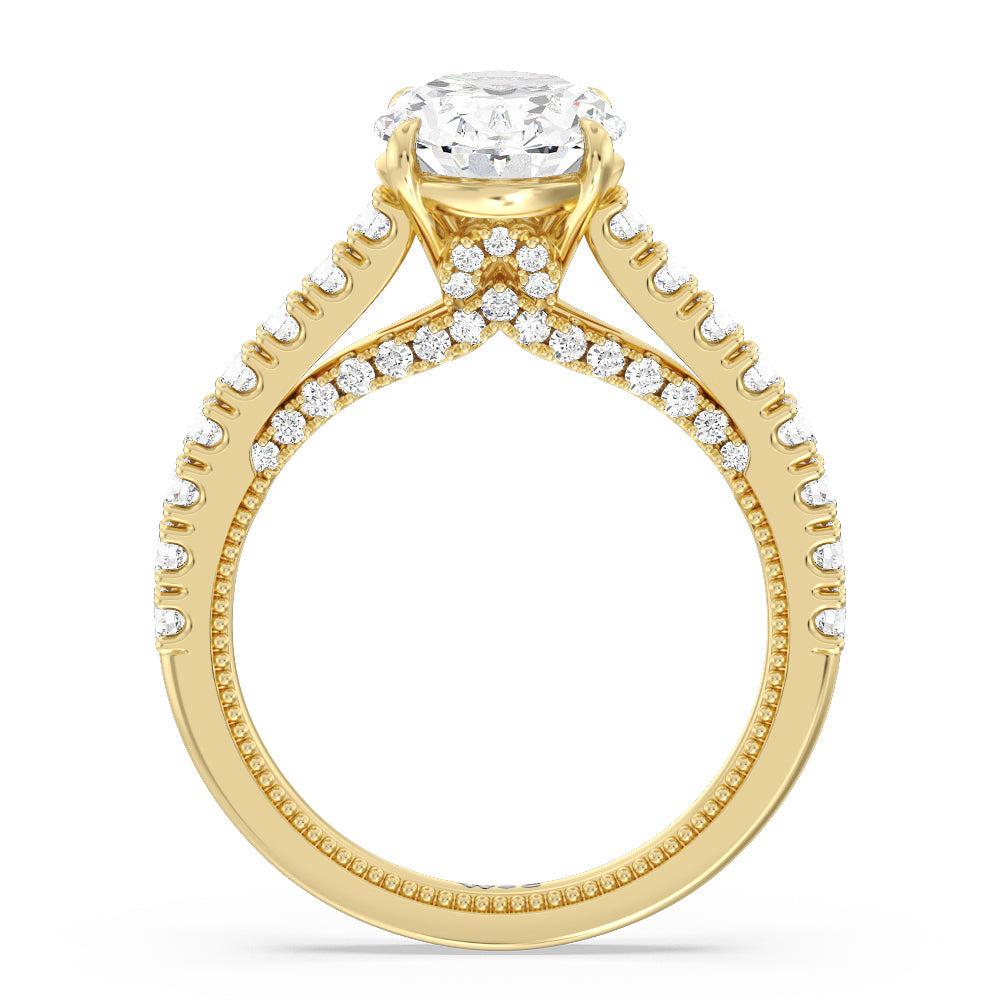 The Gramercy Ring with Oval Cut Diamond in 14KT Yellow Gold view 2
