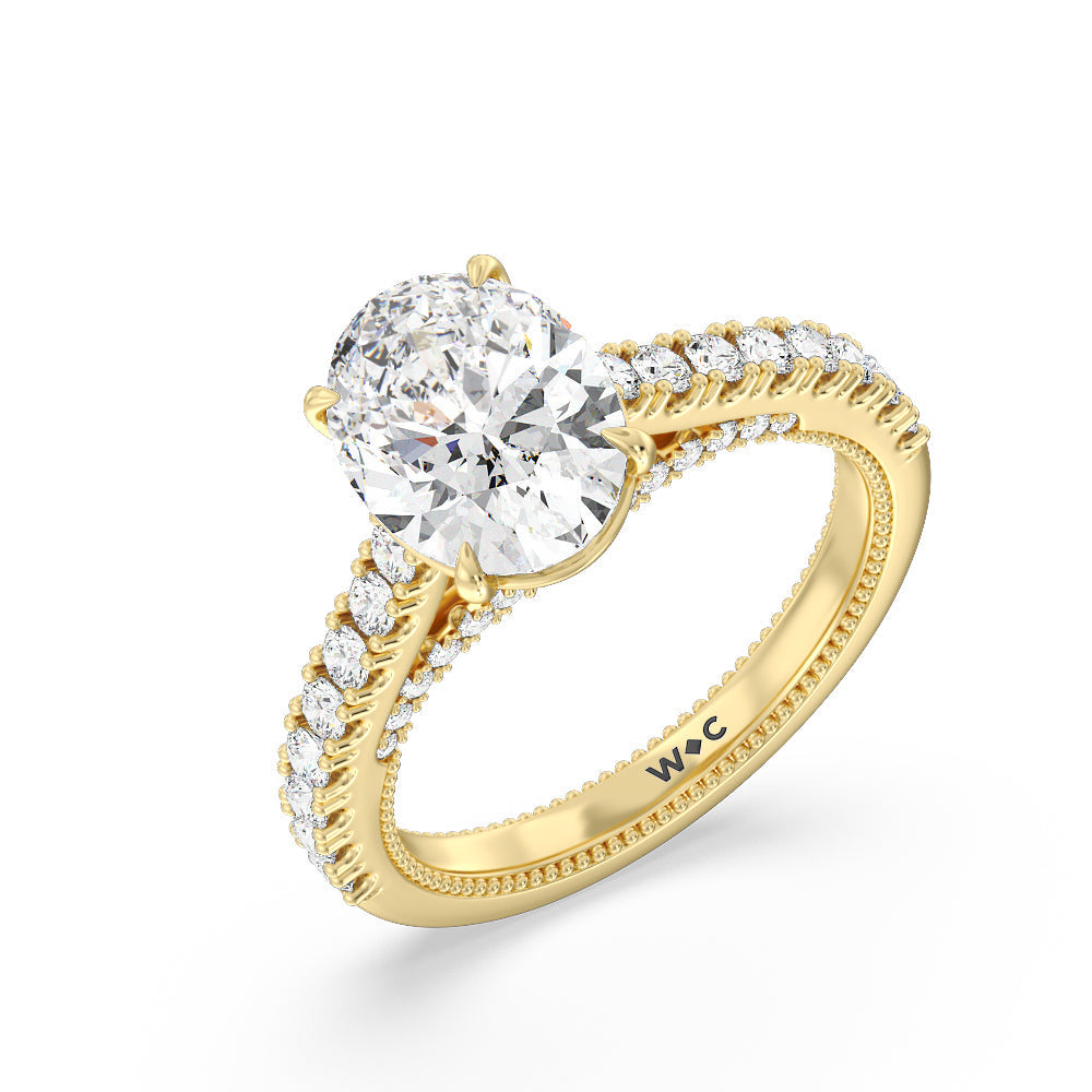 The Gramercy Ring with Oval Cut Diamond in 14KT Yellow Gold view 3
