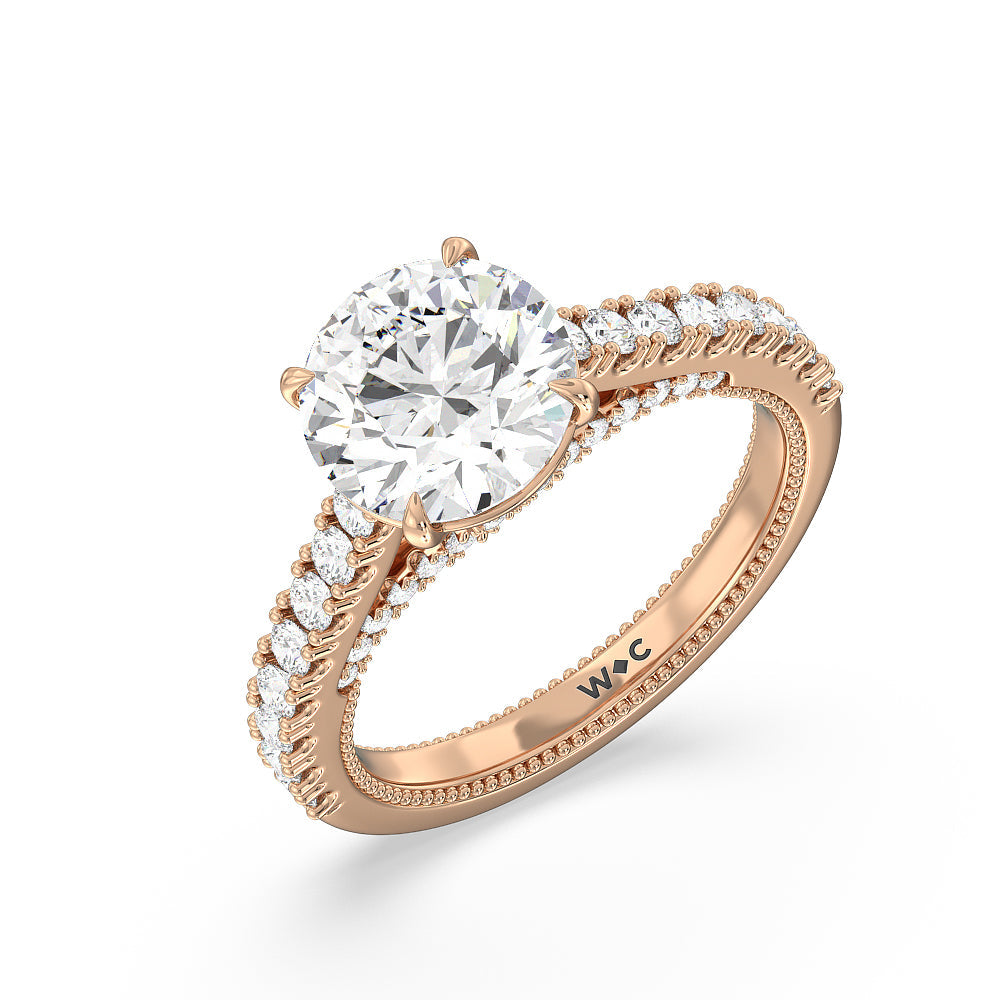 The Gramercy Ring with Round Cut Diamond in 14KT Rose Gold view 3
