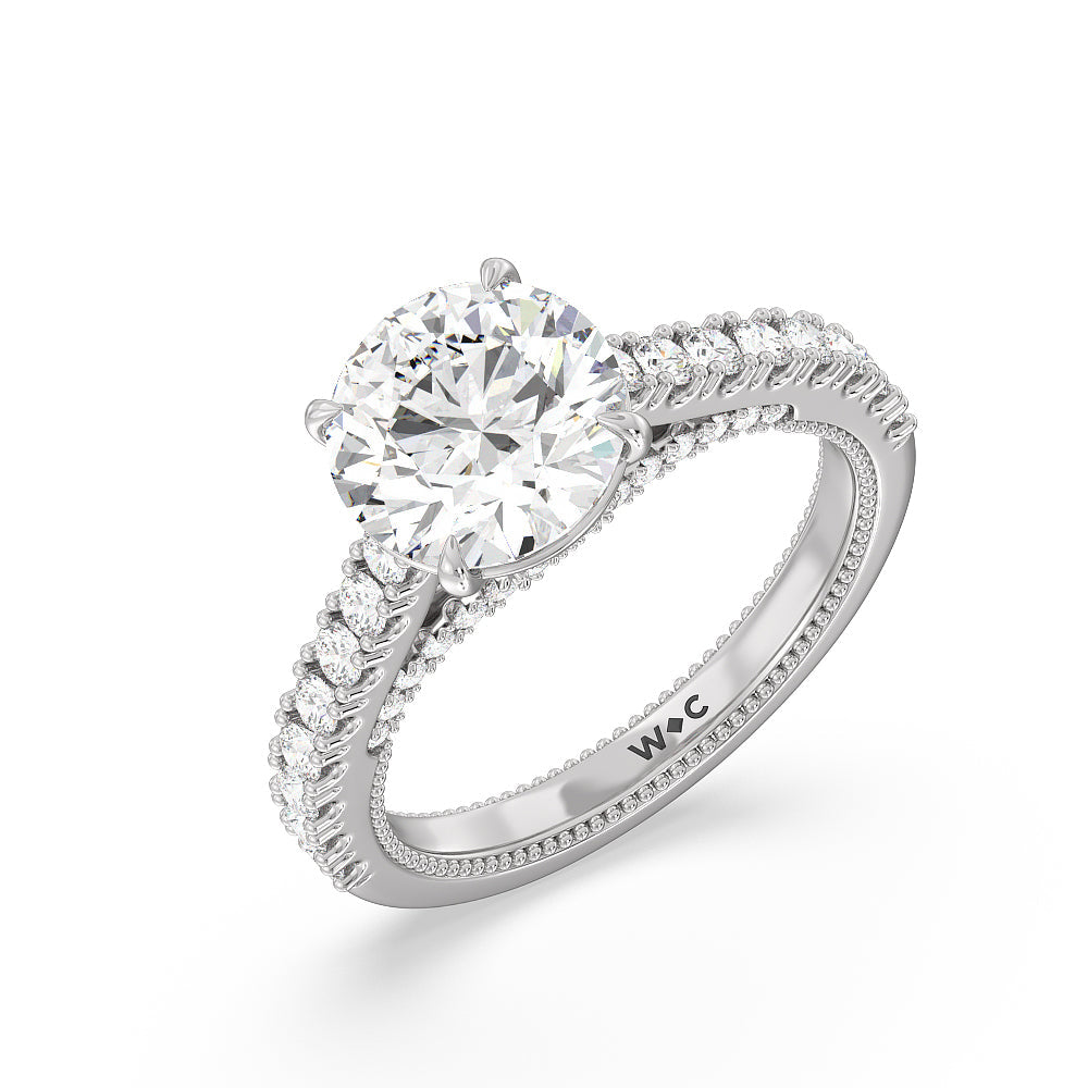 The Gramercy Ring with Round Cut Diamond in 14KT Platinum view 3
