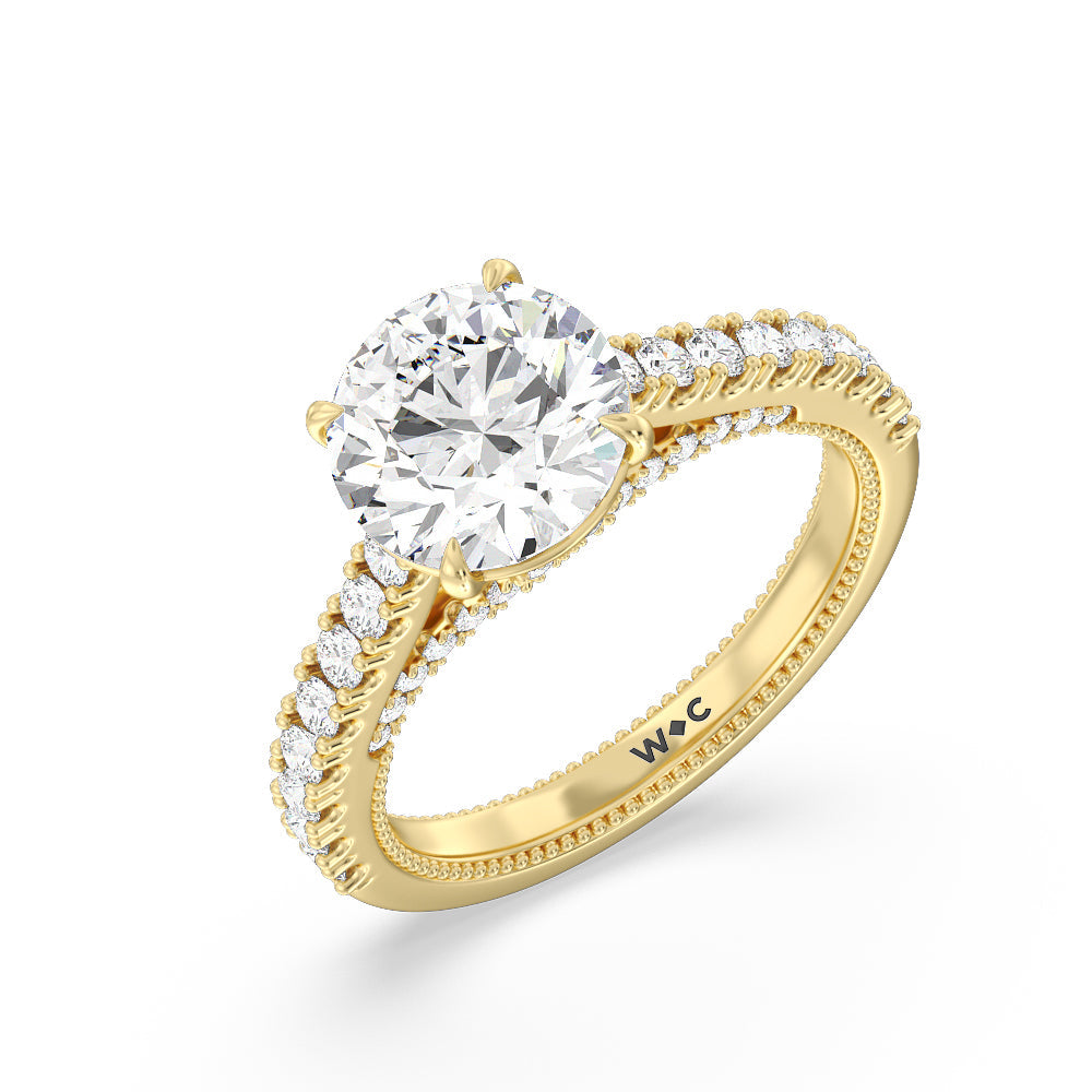 The Gramercy Ring with Round Cut Diamond in 14KT Yellow Gold view 3
