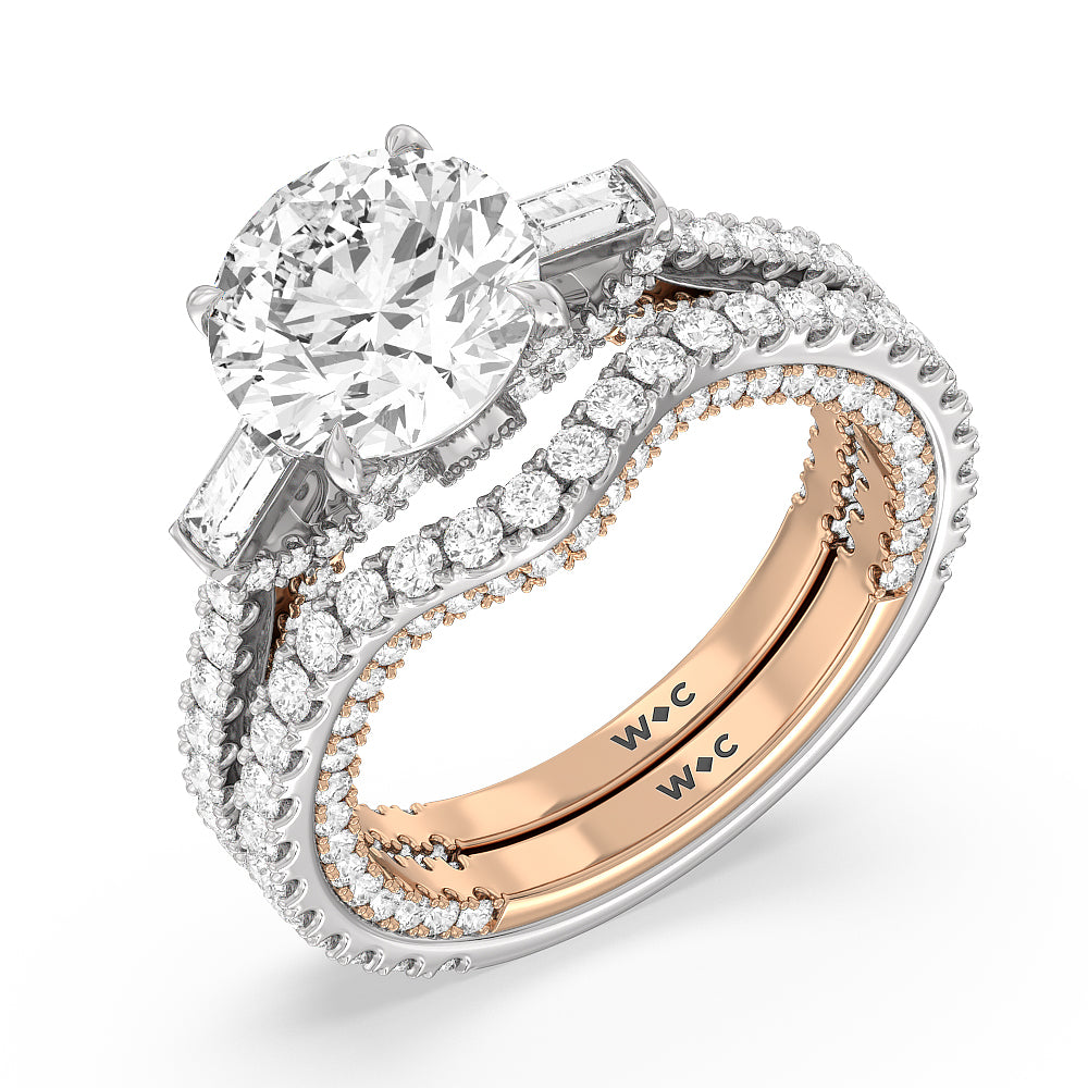 The Beekman Band with 18KT White & Rose Gold Cut Diamond in 14KT White & Rose Gold view 3
