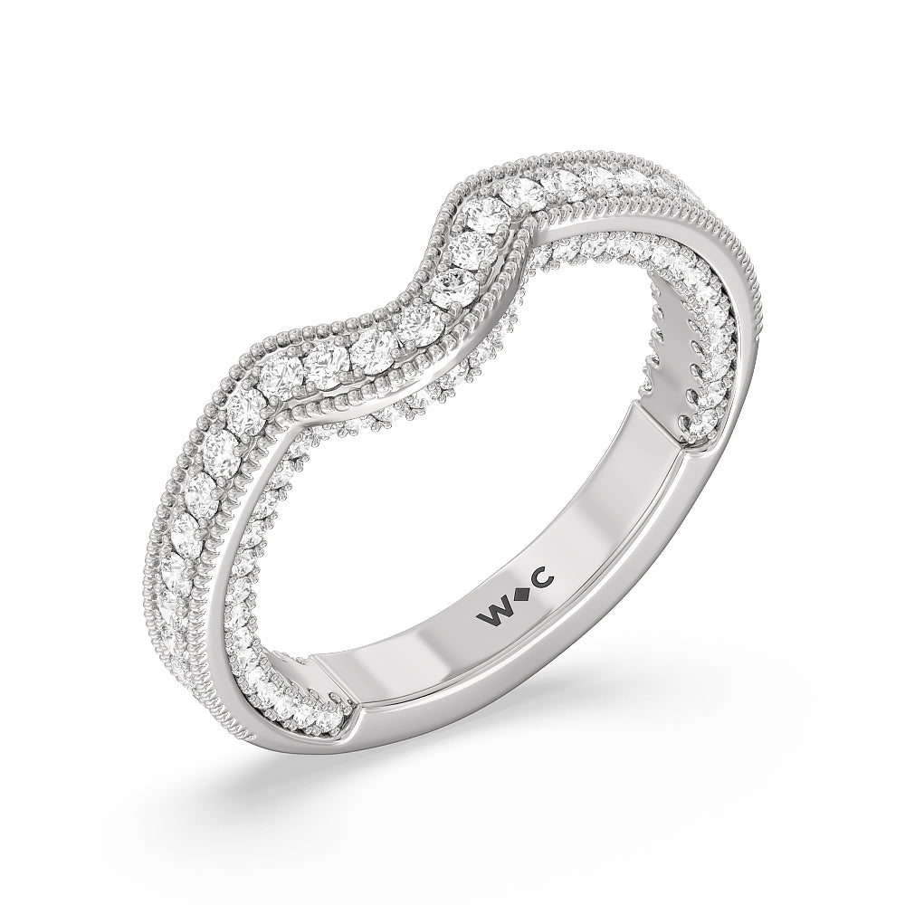 The Chrysler Band with Platinum Cut Diamond in 14KT Platinum view 3
