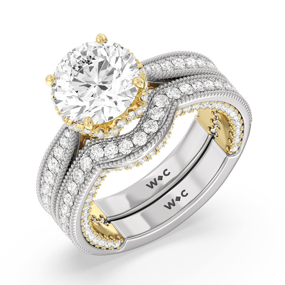 The Chrysler Band with 18KT White & Yellow Gold Cut Diamond in 14KT White & Yellow Gold view 4
