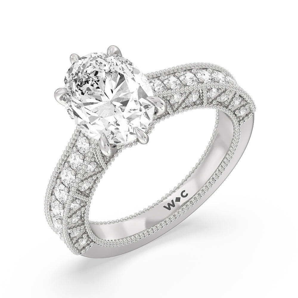 The Waldorf Ring with Oval Cut Diamond in 14KT Platinum view 3
