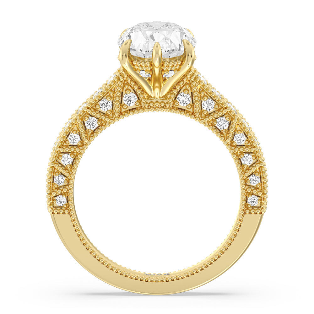 The Waldorf Ring with Oval Cut Diamond in 14KT Yellow Gold view 2
