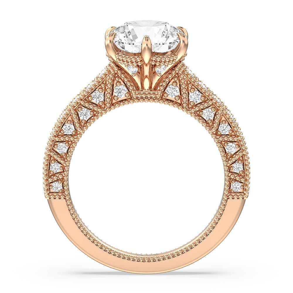 The Waldorf Ring with Round Cut Diamond in 14KT Rose Gold view 2
