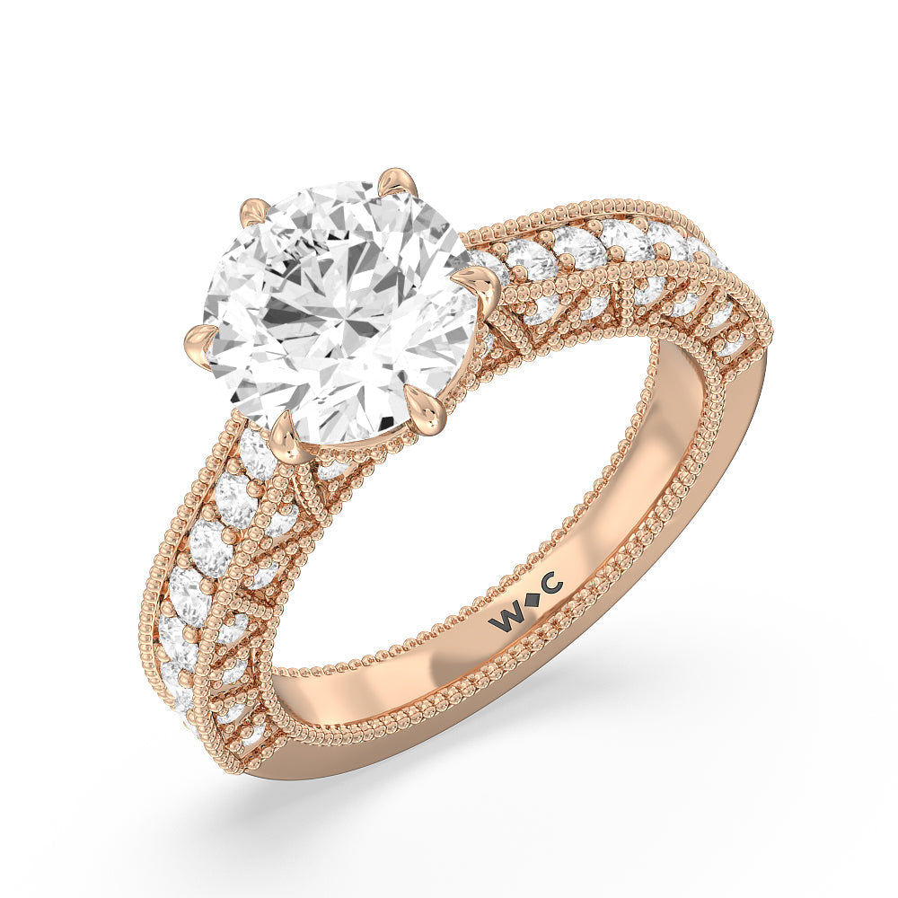 The Waldorf Ring with Round Cut Diamond in 14KT Rose Gold view 3
