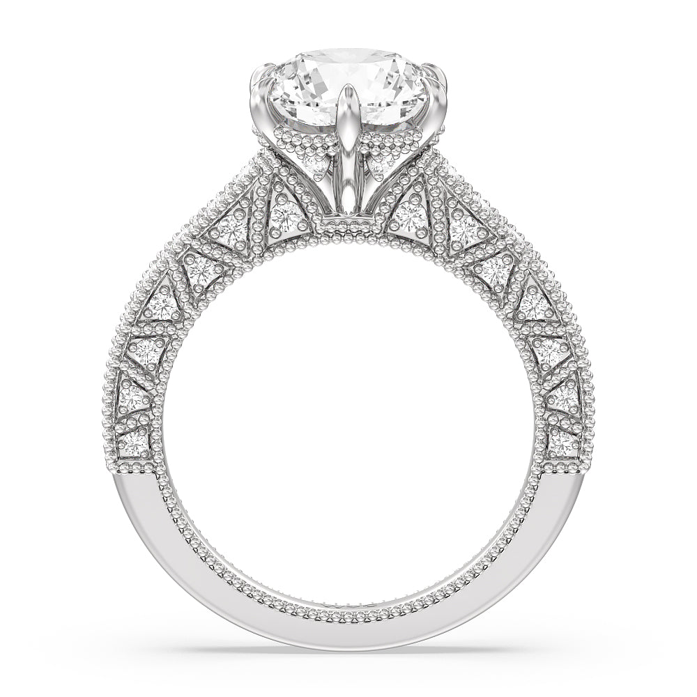 The Waldorf Ring with Round Cut Diamond in 14KT Platinum view 2
