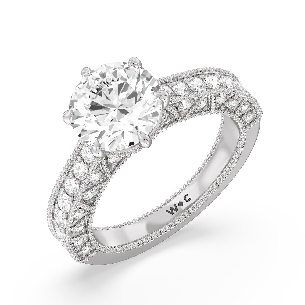 The Waldorf Ring with Round Cut Diamond in 14KT Platinum view 3
