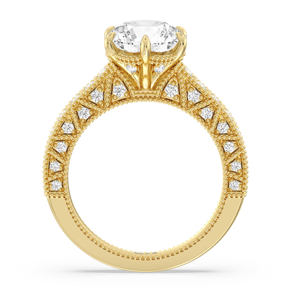 The Waldorf Ring with Round Cut Diamond in 14KT Yellow Gold view 2
