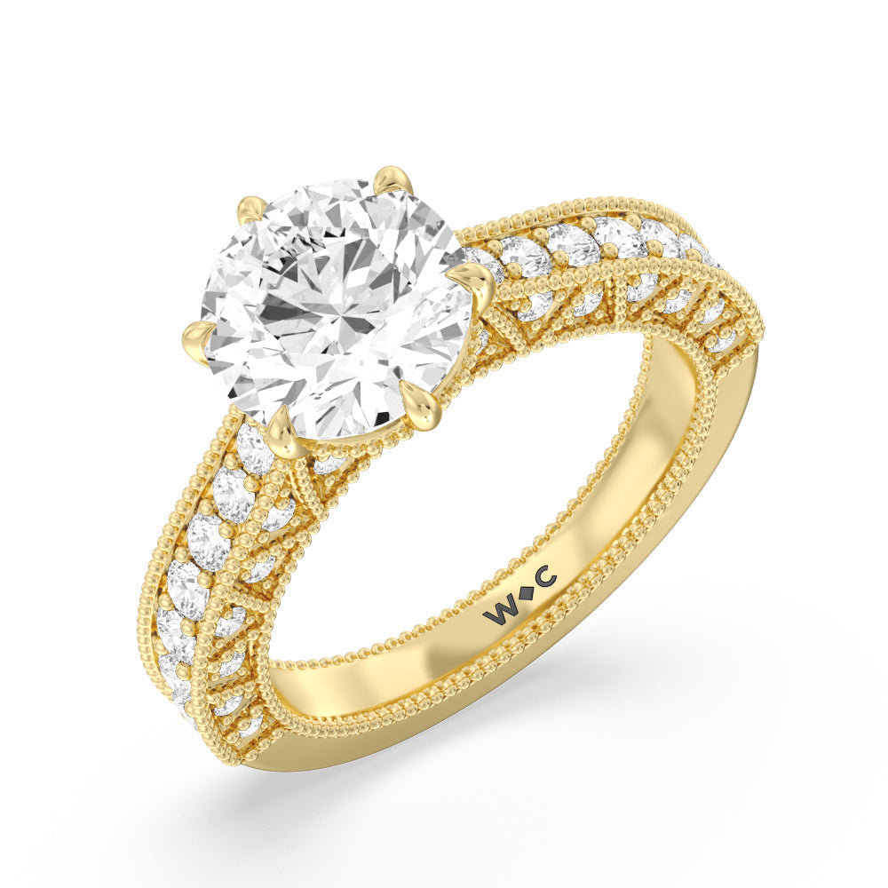 The Waldorf Ring with Round Cut Diamond in 14KT Yellow Gold view 3
