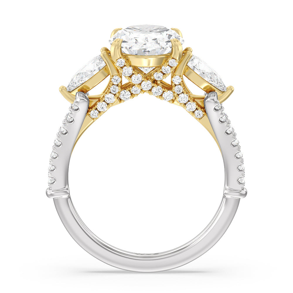 Oval Cut The MacDougal Ring with Lab Grown Diamond in 14KT White & Yellow Gold view 2

