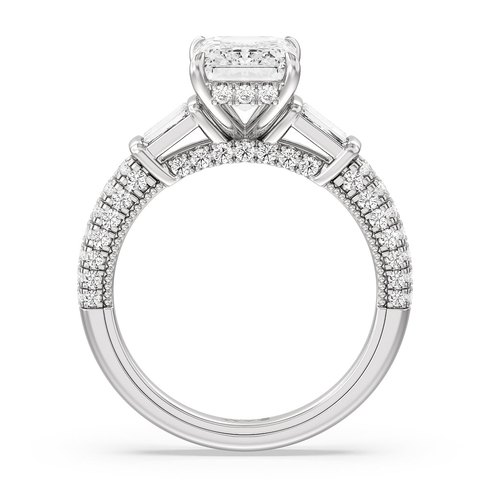 The Mulberry Ring with Emerald Cut Diamond in 14KT Platinum view 3
