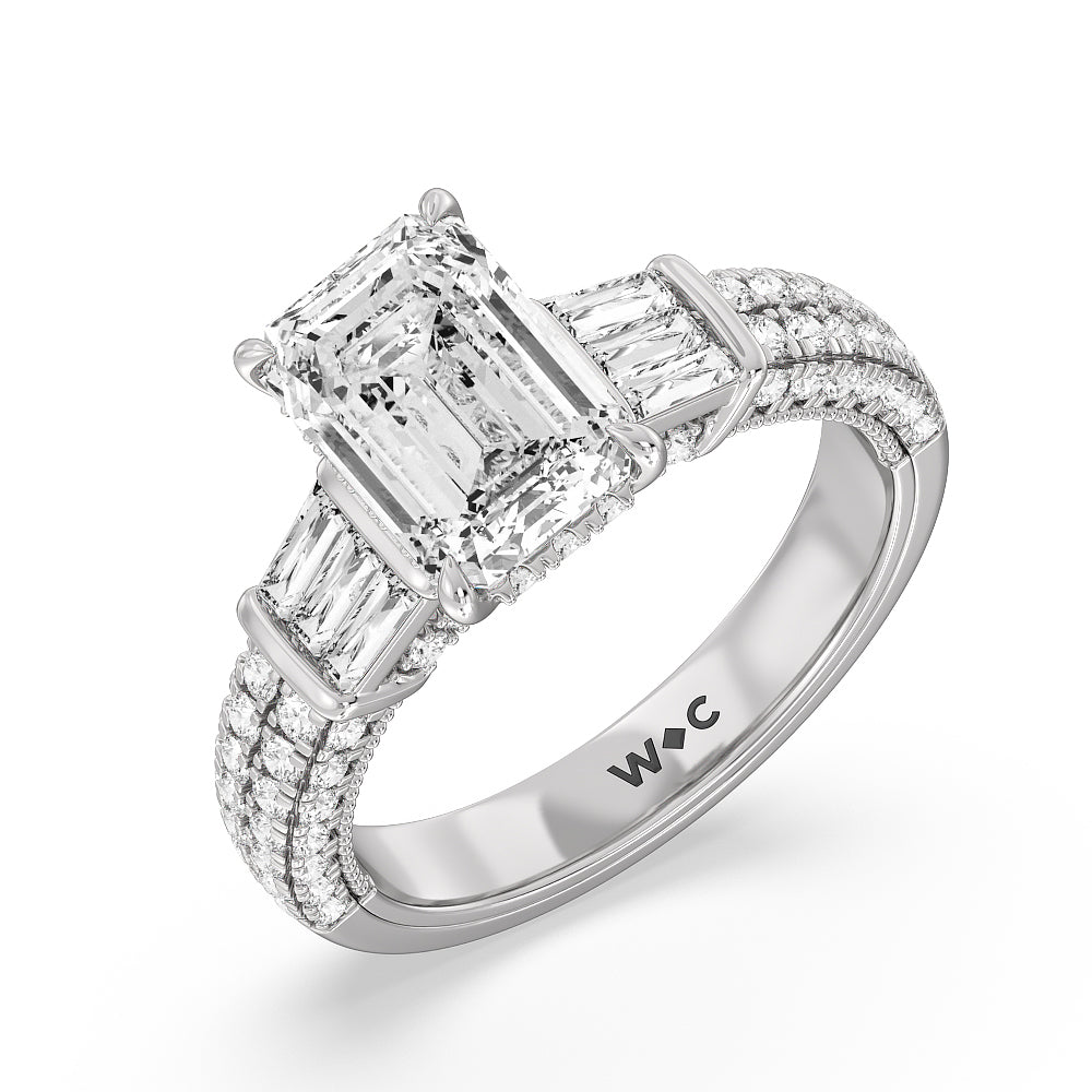 The Mulberry Ring with Emerald Cut Diamond in 14KT Platinum view 4
