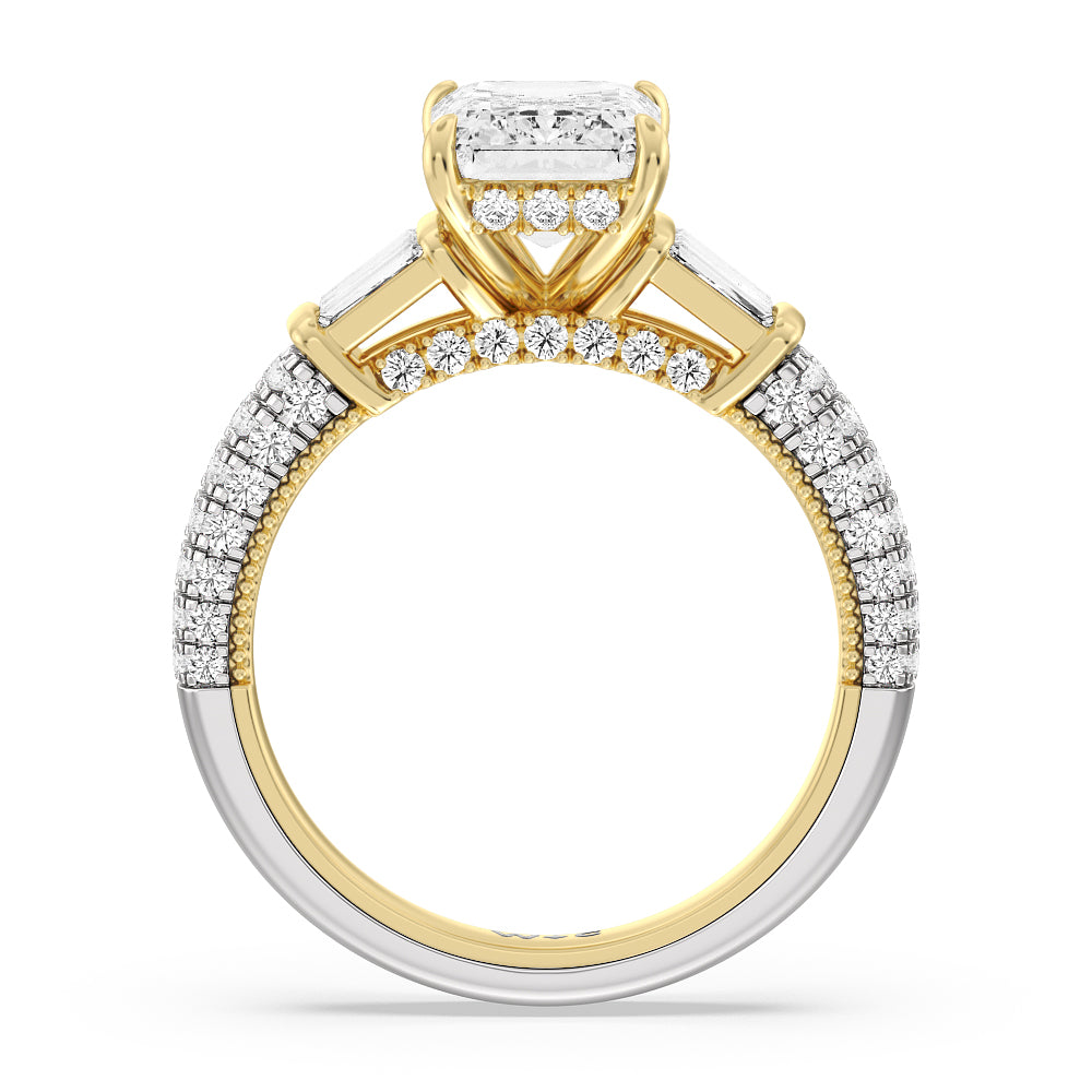 The Mulberry Ring with Emerald Cut Diamond in 14KT White & Yellow Gold view 3
