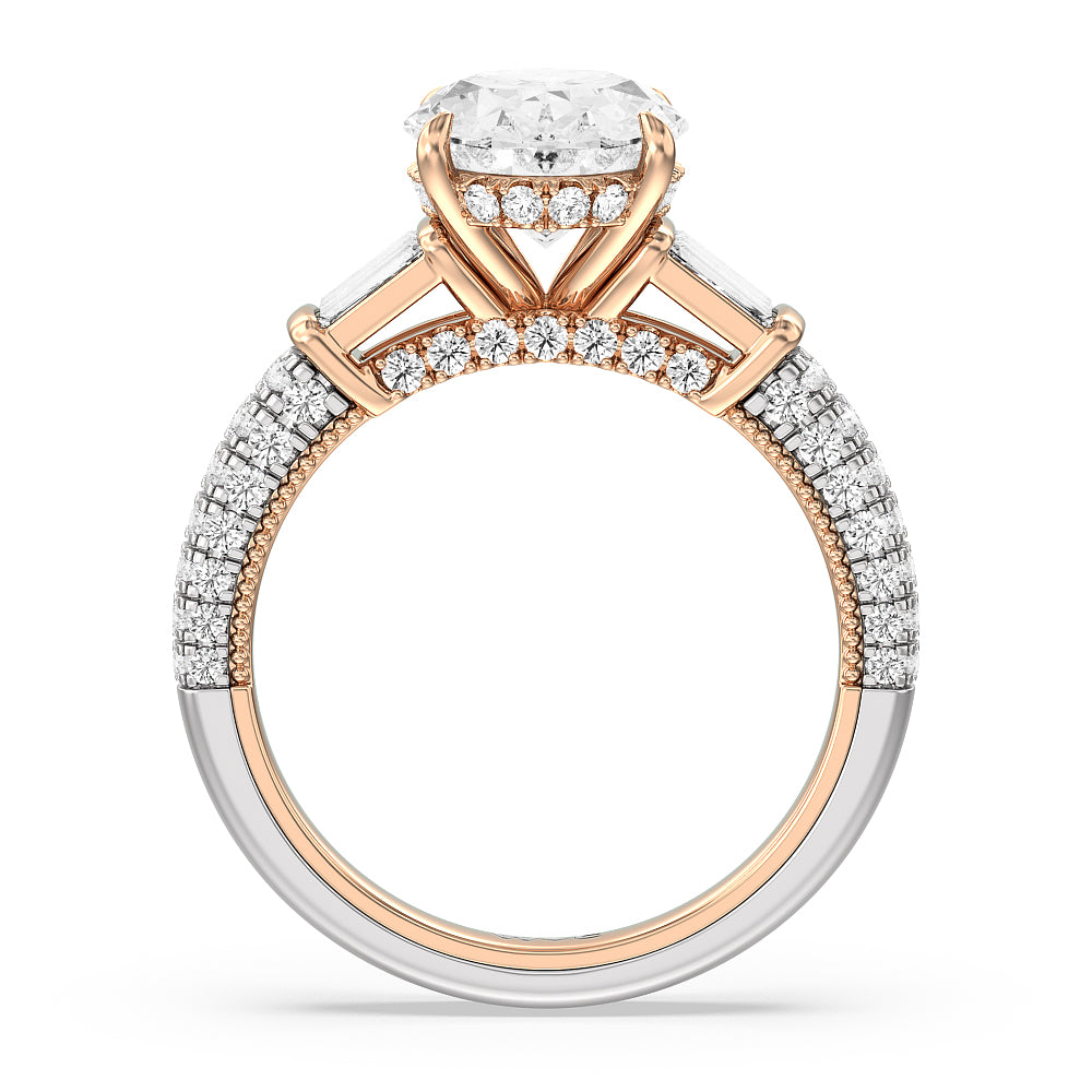 The Mulberry Ring with Oval Cut Diamond in 14KT White & Rose Gold view 3
