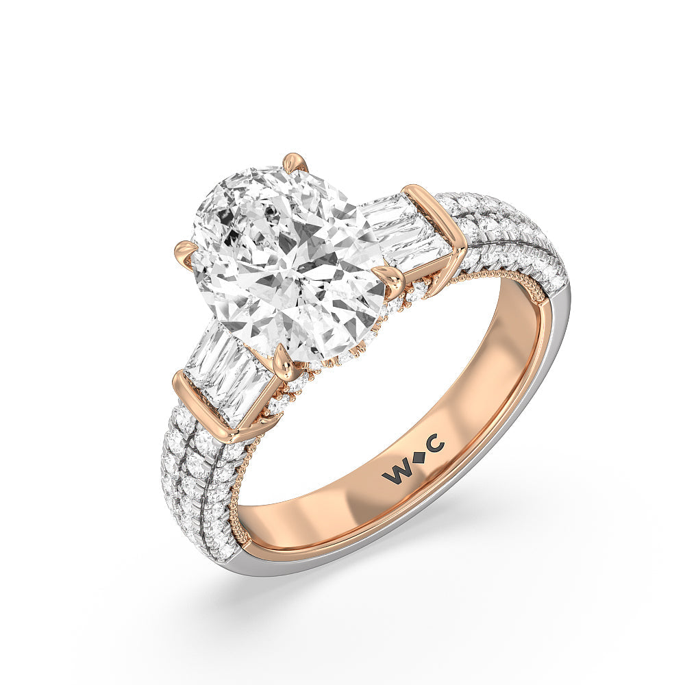 The Mulberry Ring with Oval Cut Diamond in 14KT White & Rose Gold view 4

