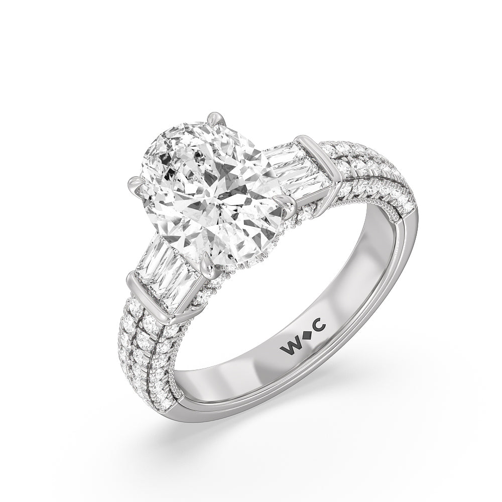 The Mulberry Ring with Oval Cut Diamond in 14KT Platinum view 4
