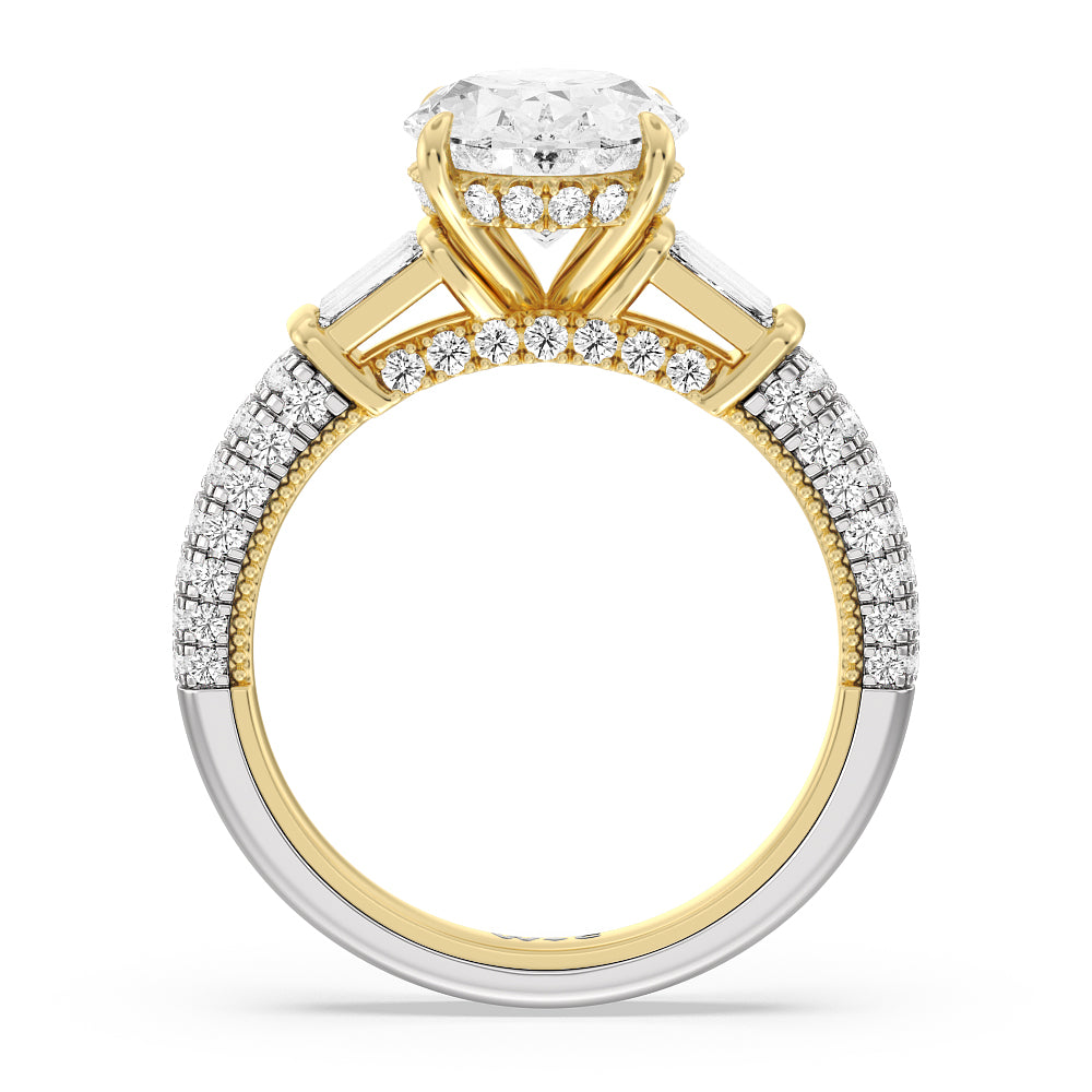 The Mulberry Ring with Oval Cut Diamond in 14KT White & Yellow Gold view 3
