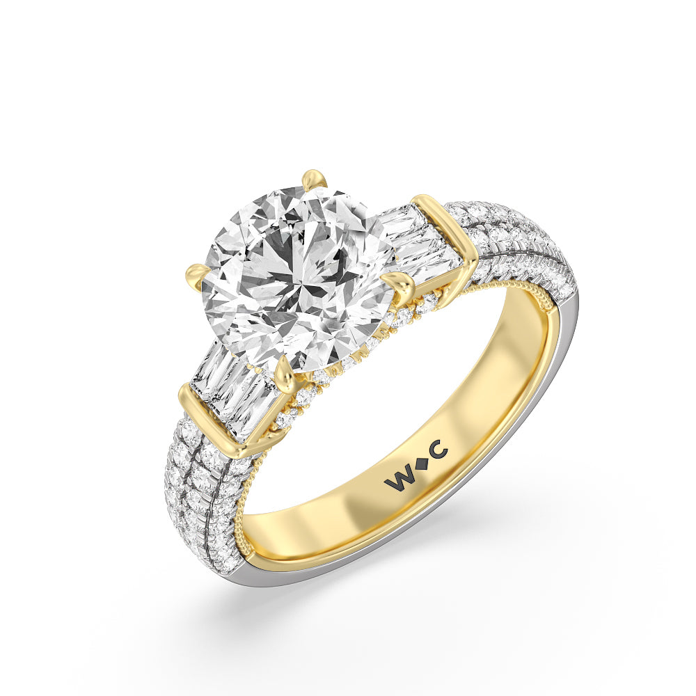The Mulberry Ring with Round Cut Diamond in 14KT White & Yellow Gold view 4
