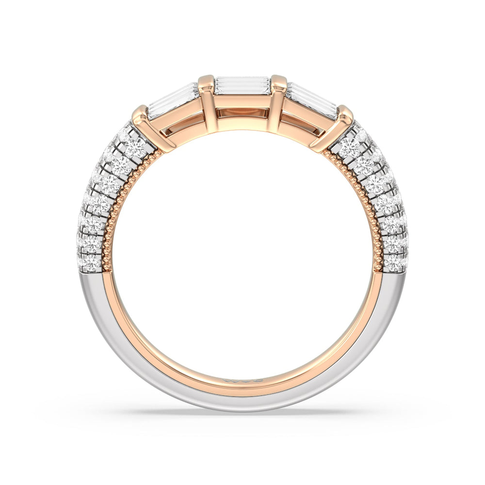 The Mulberry Diamond Wedding Band with 18KT White & Rose Gold Cut Diamond in 14KT White & Rose Gold view 2
